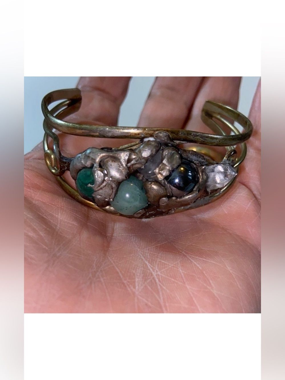 VTG, Mexico Elegant Silver Cuff Bracelet with Gem Accents